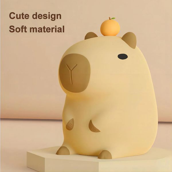 Simpatico cartone animato Capybara Luce notturna in silicone Ricaricabile tramite USB Lampada dimmerabile per il sonno per la decorazione della camera dei bambini 240220