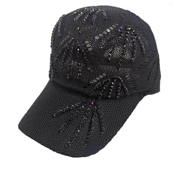 Бейсбольная кепка в готическом стиле для мужчин и женщин со стразами, летняя регулируемая дышащая быстросохнущая солнцезащитная кепка, черная
