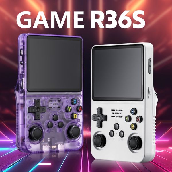 Jogadores de jogos portáteis R36S Classic Retro Video Game Console 3.5 polegadas IPS Screen Pocket Video Player para crianças 64GB 10000+ Sistema de jogos Linux