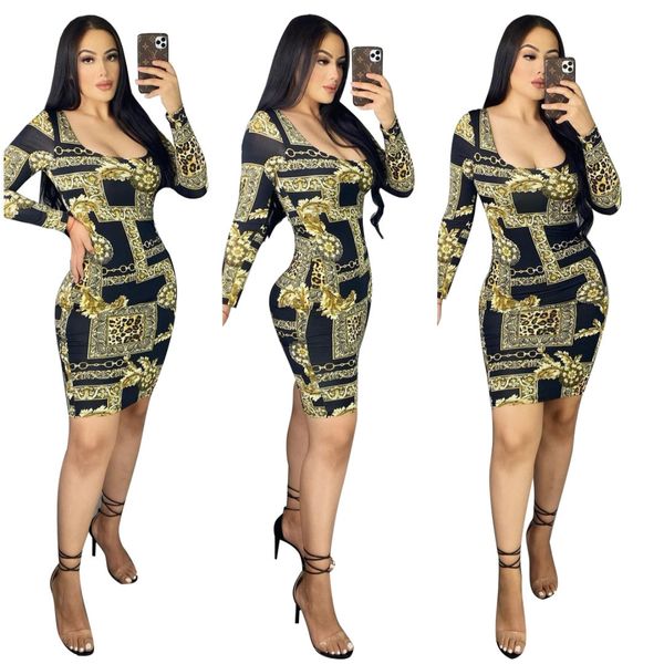 Vestidos com estampa de leopardo moda feminina gola redonda manga comprida bodycon mini vestido frete grátis