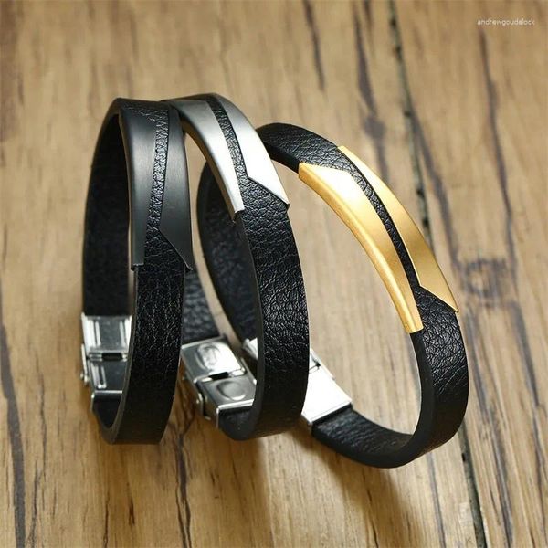 Charme pulseiras moda barra pulseira de couro 10mm elegante geométrico esporte pulso pulseira para homens menino casual jóias