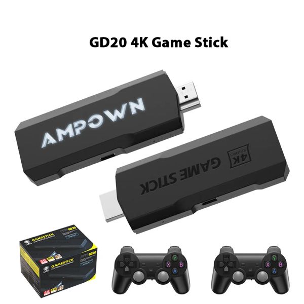 Consoles Tolex GD20 4K Game Stick 256G 70,000 jogos instalados Retro Video Game Console 40 + Simuladores Controladores sem fio PS1 Kids Gifts