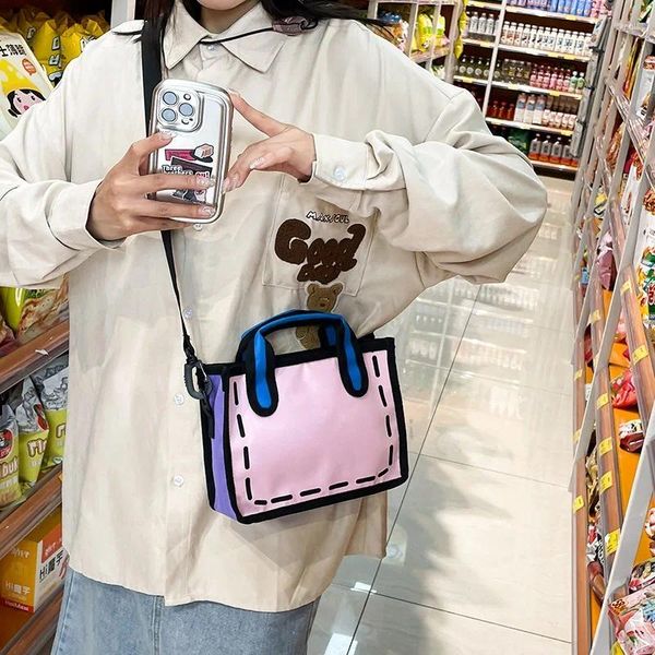 Sacos de noite Crossbody Nicho Design Sense 2024 Lona Japonesa Dos Desenhos Animados Leve Make-up Bag para Mulheres