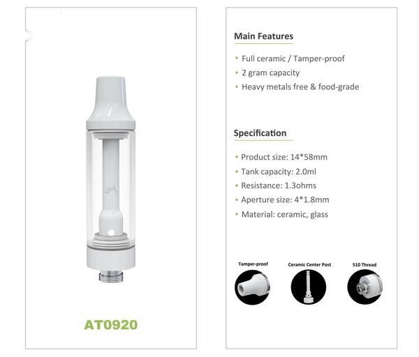 Dispositivo vaper vuoto Valedna Penna Vaper monouso di vendita calda E-Cigar Cartuccia vuota Pod Hhc Dispositivo Atomzier olio denso AT0920