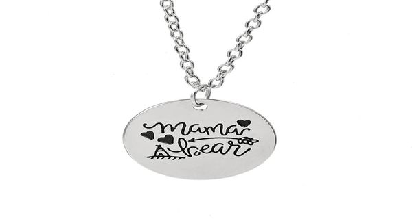 12 pzlotto MAMA BEAR Disco Inciso Pendente Charms Collana freccia amore collana Regalo Festa della Mamma Jewelry1052022