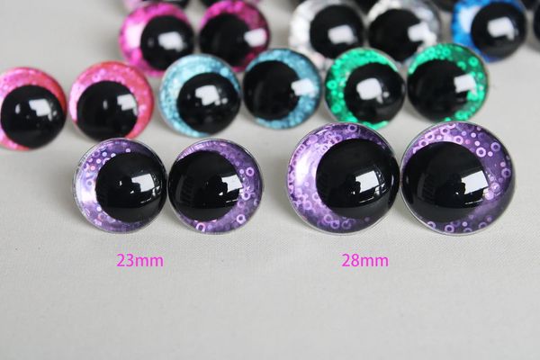 20 pz 14mm 16mm 18mm 23mm 28mm Cartoon Rotondi glitter occhi giocattolo occhi di bambola funnny Con rondella pressa a mano PER ARTIGIANATO PELUCHE --- Q10 240222