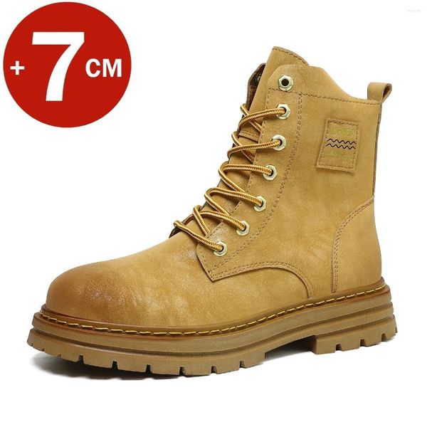 Stiefel FUQIAO Unisex Ankel Elevator Höhe Erhöhung Schuhe für Männer Einlegesohle 7 cm Einstellbare Schuh Lifts Frauen Leder Plus Größe 35-47