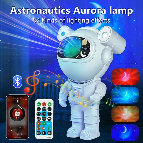 Star Projector Galaxy Night Light Astronot Uzay Yıldızlı Bul Nebula Tavan Led Lambası Ev Dekoratif Çocuk Hediyesi 240220