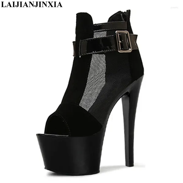 Sandálias LAIJIANJINXIA Sexy Mulheres 17cm Salto Alto Pólo Sapatos de Dança Night Club Party Dancing Platform Thin