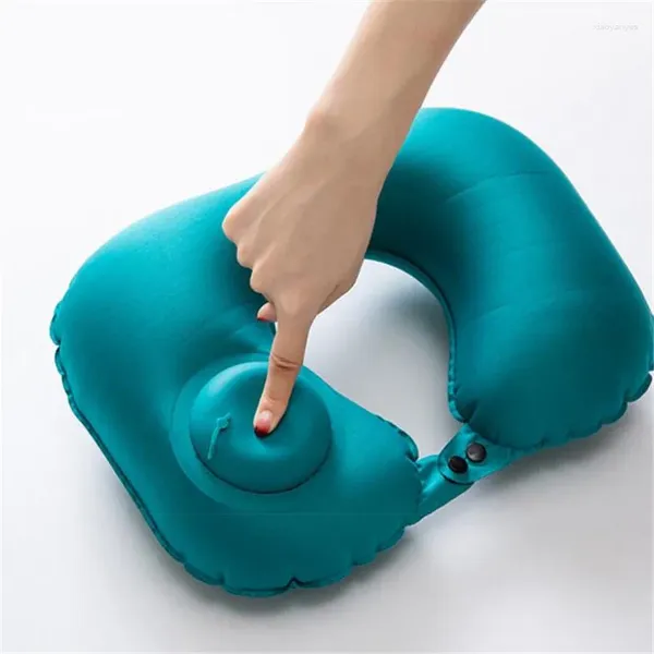 Travesseiro pescoço super portátil inflável em forma de U para viagens de suporte de aeronaves e automóveis para aliviar a cabeça cervical