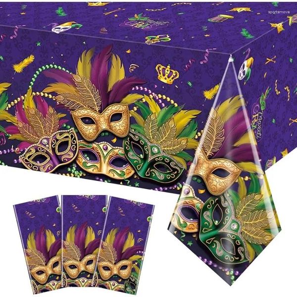 Pano de mesa 3 pacotes de alta qualidade Mardi Gras Roxo Plástico Descartável Cenário para Carnaval e Fontes de Festa de Dança