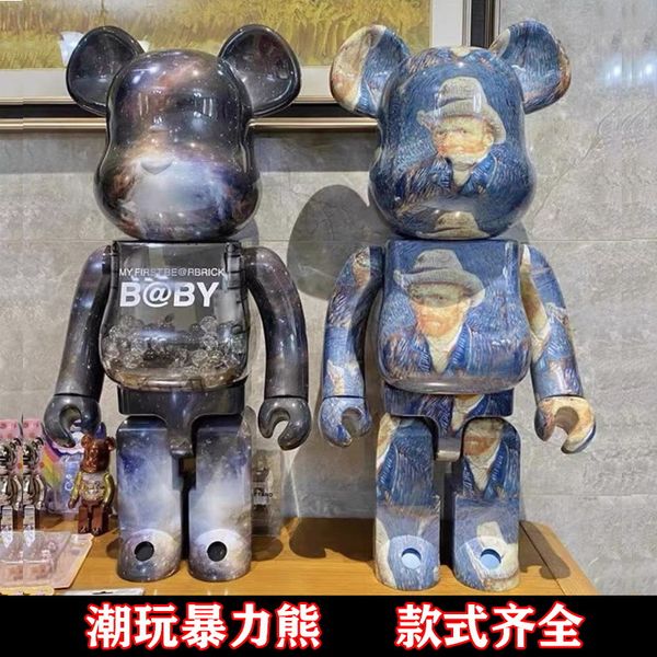 Action Toy Figures 28 cm Berbricklys 400 Bearbrick Starry Night Van Gogh Bear Collection Bambole Presente Regalo nella scatola