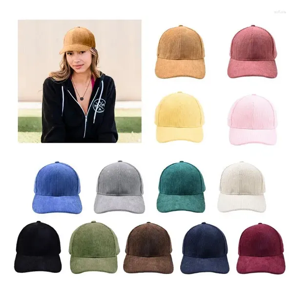 Berretto da baseball da donna in velluto a coste retrò autunno e inverno, casual, tinta unita, da uomo, caldo, da viaggio, con visiera, cappello unisex