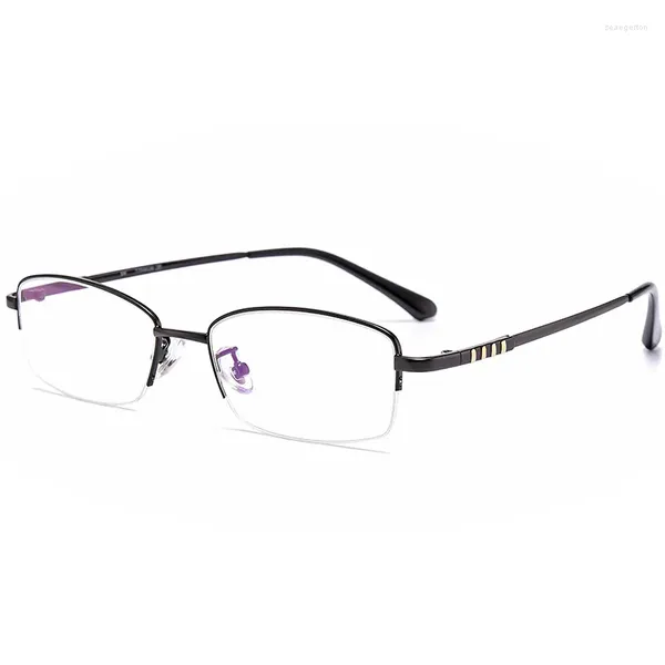 Armações de óculos de sol 54mm masculino quadrado meio quadro memória titânio óculos 9071