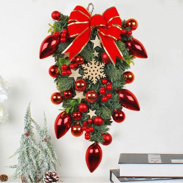 Weihnachtsdekoration, schicker Tür-Swag, bunter Stern, tropfenförmige rote Beeren