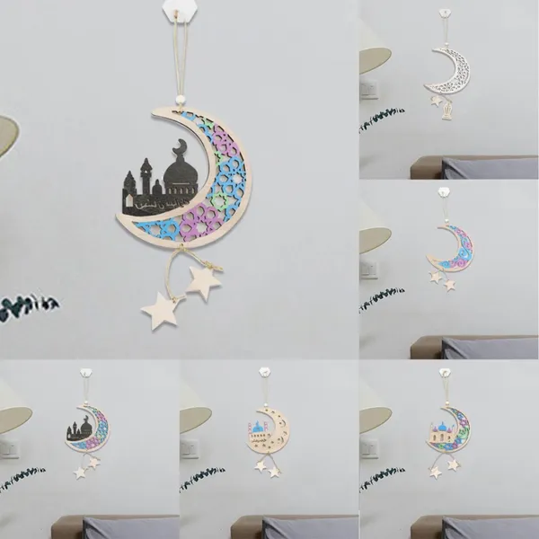 Dekorative Blumen, Perlen, Girlande, Holzanhänger in Form eines Mondes mit Löchern, großes Seil, Etikett, Hochzeit, Geburtstag, Weihnachten