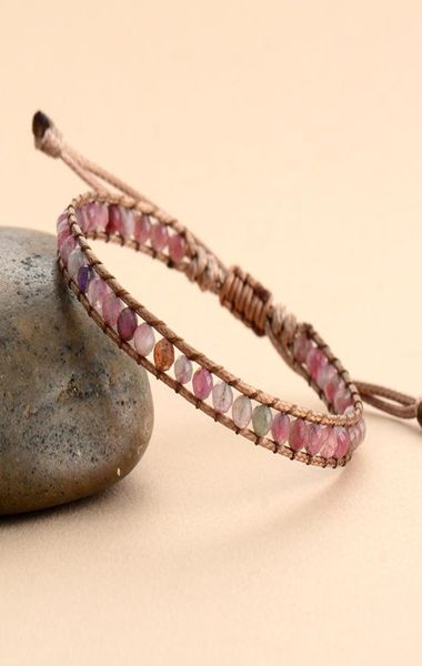 Auf Lager Niedliche Stein-Wickelarmbänder für Frauen, rosa Turmalinschnur, veganes Armband, Armreif, 4 mm Perlen, Armband, Weihnachtsschmuck, Geschenke3085937