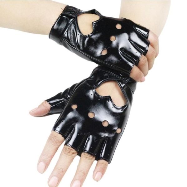 Fünf Finger Handschuhe Männer Frauen Fahren Punk Kurze Leder Halb Finger Tanz Motorrad Sommer Mode Einfarbig Leopard Mitten202q