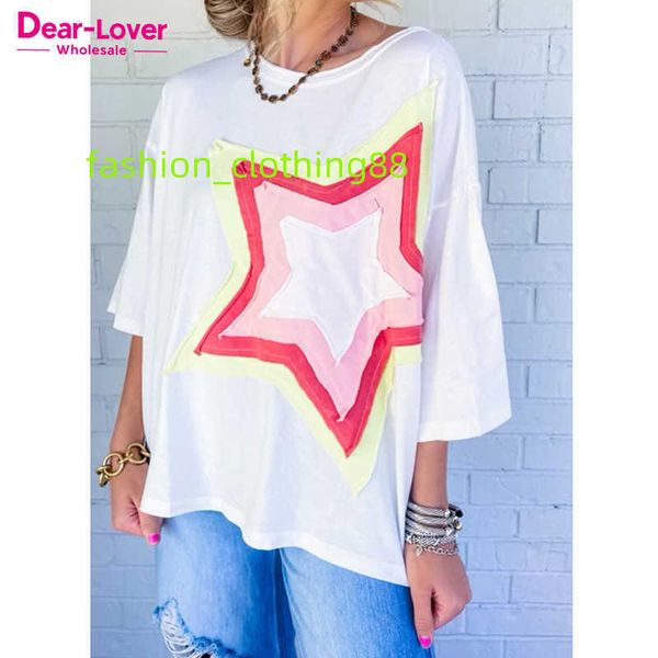 Dear-Lover Großhandel Neuankömmlinge Sommer Damen Übergroßes T-Shirt Kurzarm Gestrickte Hochwertige Grafik-T-Shirts