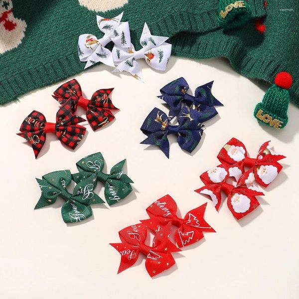 Accessori per capelli 6/8 pezzi Fiocchi di Natale Decorazioni per feste di anno per ragazze Decorazioni natalizie per bambini