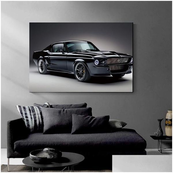 Dipinti 1967 Classic Muscle Charge Cars Mustang Tela Pittura Poster Stampa Wall Art Immagini Soggiorno camera da letto Uomini Ragazzo Casa Drop Dhlcp