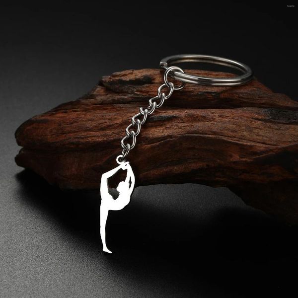 Chaveiros Dreamtimes Ginástica Keychain Aço Inoxidável Esportes Pingente Moda Mulheres Jóias Ginastas Presente de Aniversário