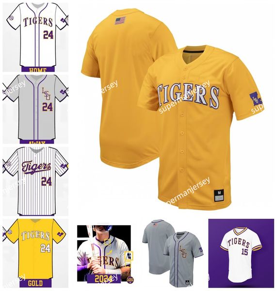 Antoine Duplantis Zach Watson 2024 LSU Baseball-Trikot Daniel Cabrera Chris Reid Alex Bregman DJ LeMahieu Aaron Nola Kevin Gausman Benutzerdefinierte LSU Tigers-Trikots NEU