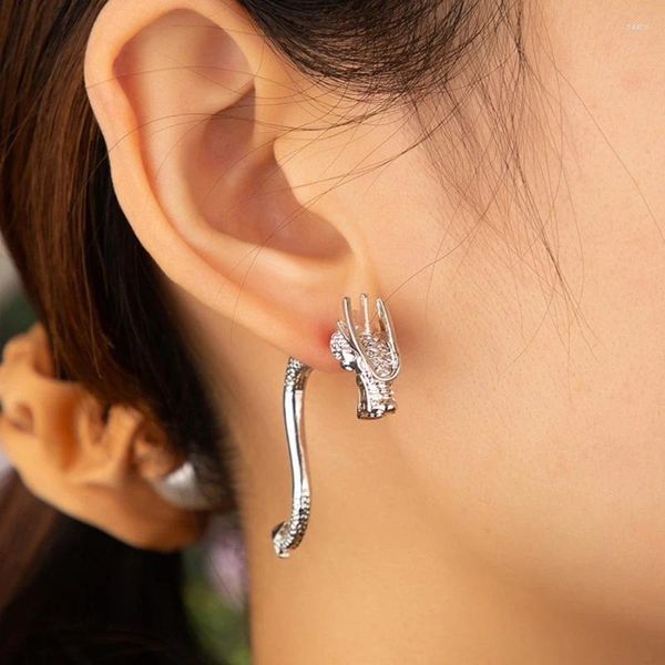 Ohrstecker Gold Silber Farbe Drachen Ohrstecker Schmuck Metall Punk Ohrnadeln Anhänger Geschenk für Frauen Mädchen Tropfen