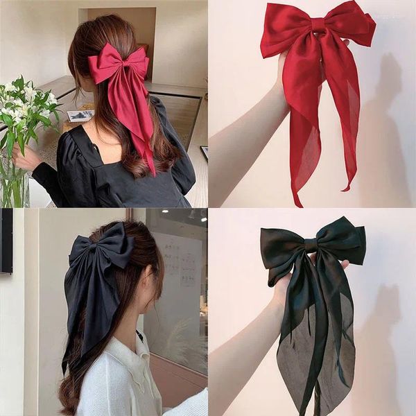 Haarspangen, koreanische rote Schleife, Band-Clip, niedlich und charmant, seitliches Bankett-Schmuckzubehör für Damen