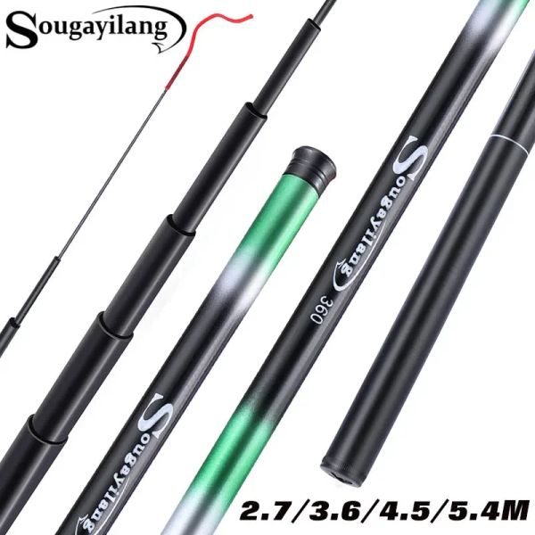 Varas Sougayilang Vara de pesca de carpa 2.7/3.6/4.5/5.4m portátil ultra leve vara de pesca telescópica max arraste 5kg ferramentas de pesca