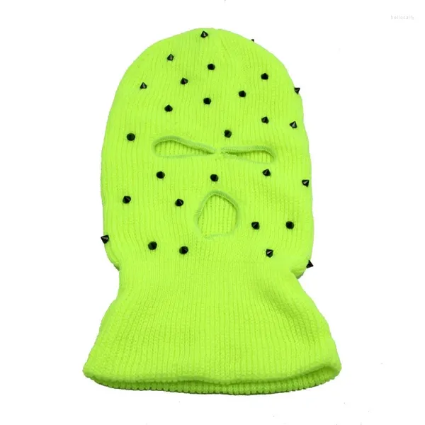 Berretti Autunno E Inverno Caldo Colore Solido a Tre Fori da Uomo da Donna all'Aperto Ciclismo Maschera da Sci a Due Fori Slipover Cappello Lavorato a Maglia