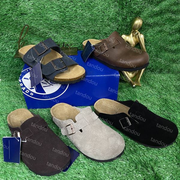 Tasarımcı Bostonlar Sandalet Arizonas Sandals Mayaris Shearling Katır Terlik Cork Düz Moda Süet Yaz Deri Slaytları Favori Plaj Kadın Erkek Terlik