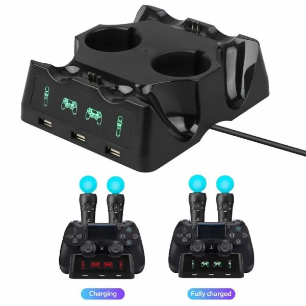 Carregadores de controle base carregador para sony ps4 vr movimento controlador playstation play station ps 4 doca carregamento docking