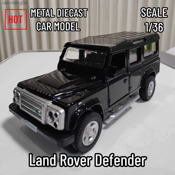 Diecast Model Cars 1/36 Land Rover Defender Réplica Modelo de Carro Escala Metal Diecast Miniature Art Pullback Vehicle Collection Presente de Natal Kid Boy Toy