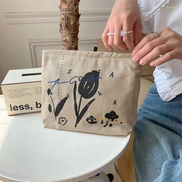 Косметички, женская сумка, портативный японский чехол с цветочной вышивкой, косметичка для путешествий, органайзер для туалетных принадлежностей, чехол для девочек