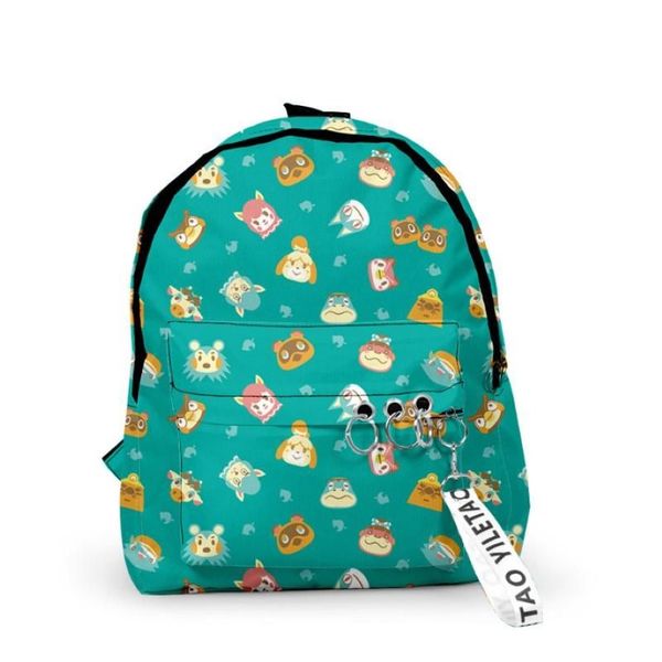 Mochila animal cruzamento tom nook mochilas para adolescentes meninas saco de escola viagem menina ombro knapsack240h