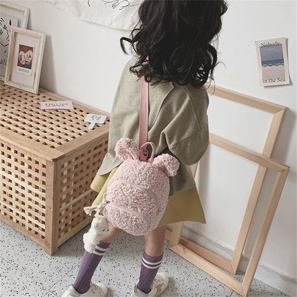 Borse da scuola Zaino in peluche per bambini Zaino carino per asilo Borsa per asilo invernale in pile caldo Zaino da viaggio all'aperto per ragazze dei ragazzi269y