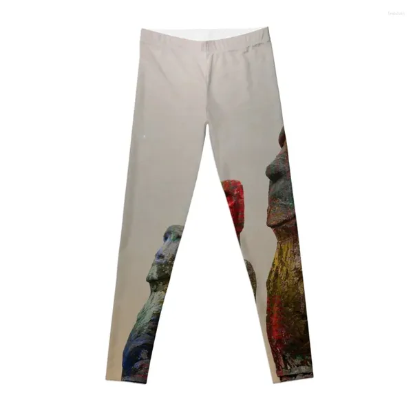 Pantaloni attivi Luoghi sacri - Isola di Pasqua Rapa Nui Moai Figure Leggings Palestra Top Sport da donna Donna