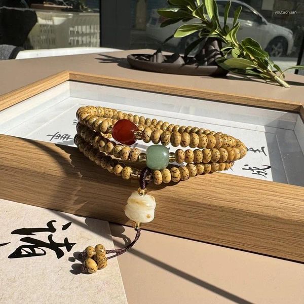 Strand Old Chen Seed Mini Xingyue Bodhi 108 pezzi R Bracciale con collana di perline del Buddha di gennaio