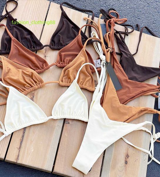 2023 sommer Mode Benutzerdefinierte Frauen Zwei Stück Sexy String Tanga Halter Einfarbig Klassische Micro Bikinis Set plus size bademode