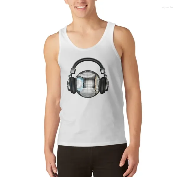 Männer Tank Tops Kopfhörer Disco Ball Top Japanische T-shirt Gym Kleidung Männer