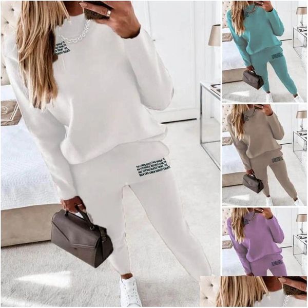 Pantaloni da due pezzi da donna PC da donna Set chic Spaccature per patteni della tuta set tasche morbide Casual Pure COLORE GLI Abbigliamento Delivery Delivery Dhte