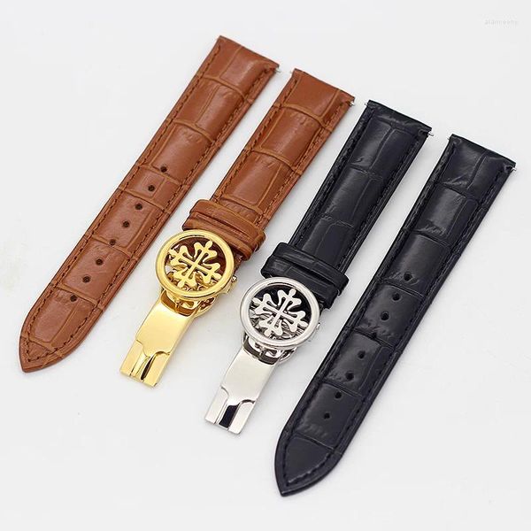 Uhrenarmbänder, modisches Echtlederarmband, 19 mm, 20 mm, 22 mm, Uhrenarmbänder für PP-Uhren mit Faltschließe aus Edelstahl für Männer und Frauen