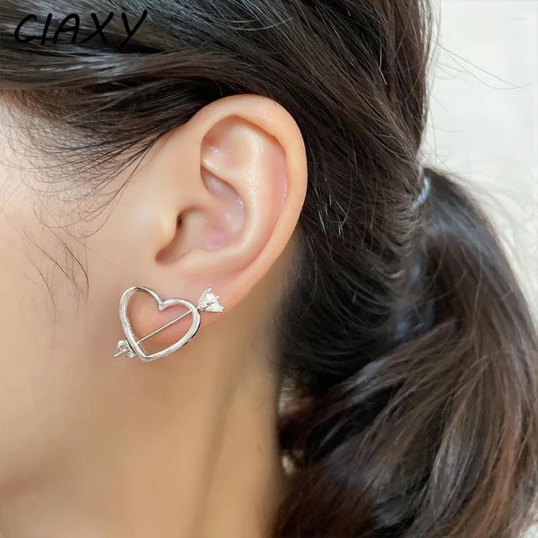 Orecchini a bottone punk rosa intarsiato cuore di zirconi per le donne amore unico moda coreana orecchino cavo gioielli penetranti Aretes De Mujer