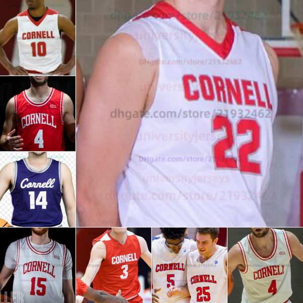 Personalizado Cornell Big Red Basquete 25 Max Watson 30 Chris Manon 31 Cooper Noard 32 Corbin Zentner 33 Chris Cain Mens Mulheres Juventude Jerseys