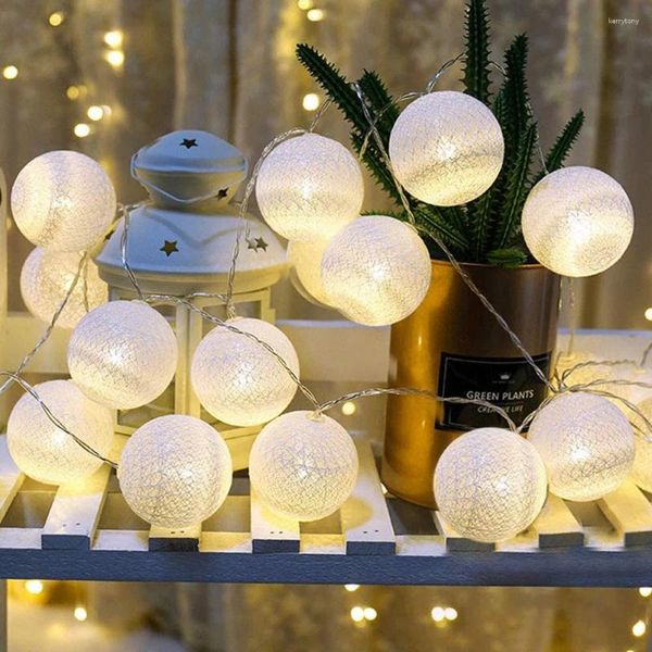 Cordas 2m 10 Lâmpada LED Luz String 6cm Diâmetro Bola de Algodão Luzes Interior Decoração Ao Ar Livre Noite para Festa Casamento Jardim