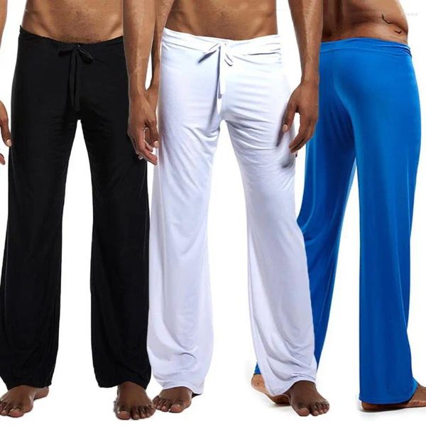 Calças masculinas à venda!!! Longo Yoga Homens Comprimento Solto Jogging Casual Cor Sólida Cintura Baixa Cordão Correndo Calças