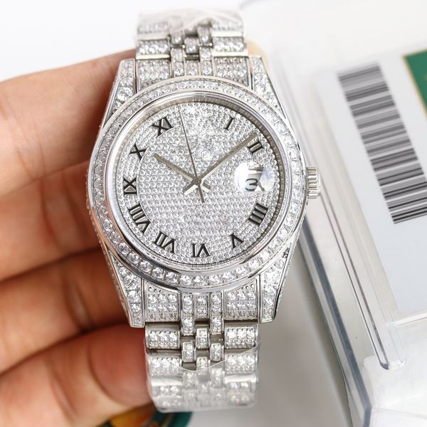 2024 novo relógio feminino Log Luxury 18K Nano Technology Toda a concha e pulseira de aço são cravejadas com cristal Swarovski, diamantes, safira, espelho de vidro resistente a arranhões