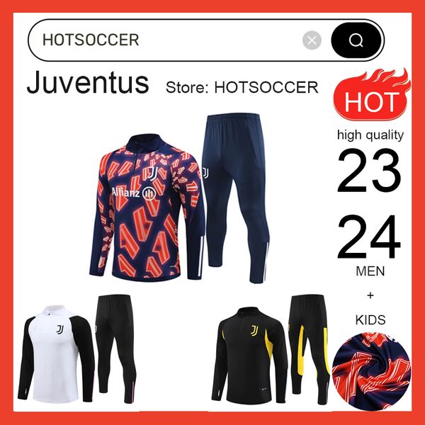 Juventus Tracksuit 2023 2024 Futbol Formaları Pogba Di Maria Vlahovic Chiesa 23 24 Juventus Eğitim Takım Erkekler Kid Futbol Kiti Üniforma Spor Giyim Aa