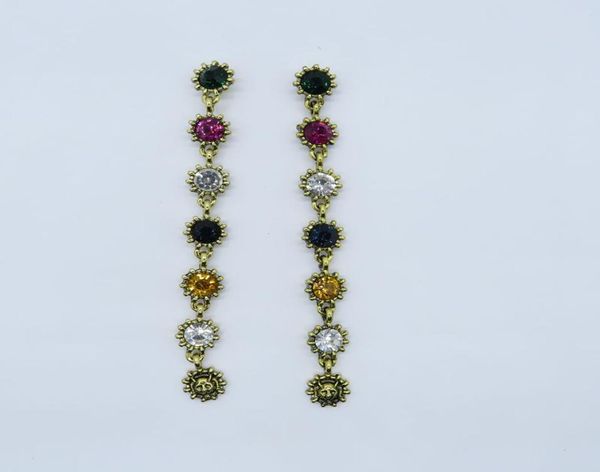 Rongho Design Orecchini a testa a testa in cristallo colorato vintage per donne gioielli punk oro di ciondolo per matrimoni rhinestone orecchini 6429615